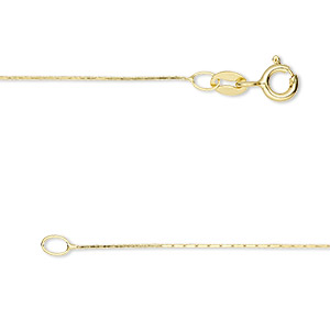 Chain, Gossamer&#153;, &quot;vermeil,&quot; 0.5mm square cable, 16 inches with springring clasp. Sold individually.
