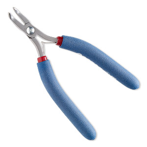 Pliers, Tronex&reg;, 752 curved-nose, steel and rubber, red / blue / white, 6 inches. Sold individually.