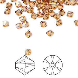 Bead, Crystal Passions&reg;, crystal copper, 4mm bicone (5328). Sold per pkg of 144 (1 gross).