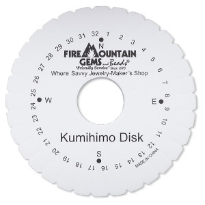 Kumihimo disc, EVA foam, white and black, 6-inch round and 3/4 inch thick  with 1-1/2 inch inside hole and 32 slots. Sold individually. - Fire  Mountain Gems and Beads