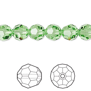 Bead, Crystal Passions&reg;, peridot, 8mm faceted round (5000). Sold per pkg of 12.