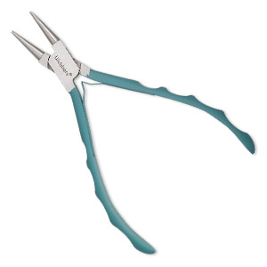 Pliers, Wubbers&reg; ProLine, round-nose, steel and rubber, turquoise green, 5-3/4 inches. Sold individually.