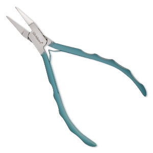 Pliers, Wubbers&reg; ProLine, flat-nose, steel and rubber, turquoise green, 5-3/4 inches. Sold individually.