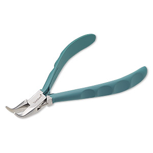 Pliers, Wubbers&reg; ProLine, bent-nose, steel and rubber, turquoise green, 5-3/4 inches. Sold individually.