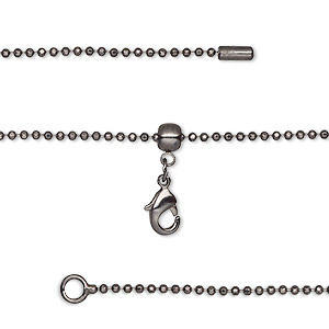 Chain, black-finished steel and brass, 2.7mm figure 8, 18 inches with  2-inch extender chain and lobster claw clasp. Sold individually. - Fire  Mountain Gems and Beads