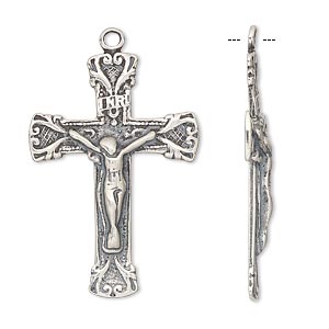Focal, antiqued sterling silver, 31x21mm crucifix. Sold individually.