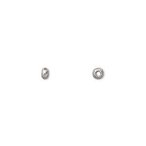 Bead, Hill Tribes, fine silver, 3x2mm rondelle with stamped flower design. Sold per pkg of 14.