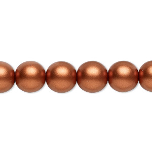 Bead, Czech glass druk, opaque satin copper, 10mm round. Sold per 15-1/2&quot; to 16&quot; strand.