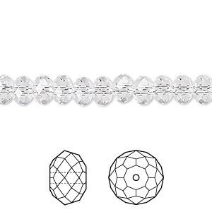 Bead, Crystal Passions&reg;, crystal clear, 6x4mm faceted rondelle (5040). Sold per pkg of 144 (1 gross).