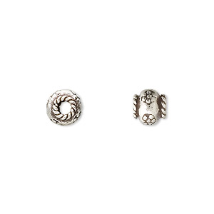 Bead, Hill Tribes, fine silver, 7x6mm flower rondelle. Sold per pkg of 6.