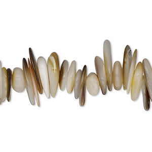 Bead, gold lip shell (natural), large chip, Mohs hardness 3-1/2. Sold per 16-inch strand.