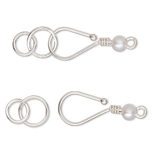 Hook and Eye Freshwater Pearl Silver Colored