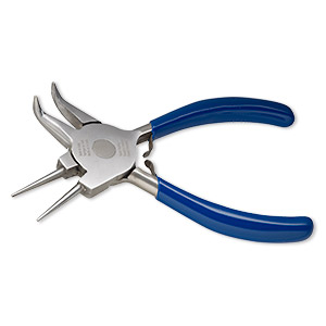 Pliers, Beadalon&reg;, MULTIPLIERS&#153;, 2-in-1-bent nose and round nose, stainless steel and rubber, blue, 5 inches. Sold individually.