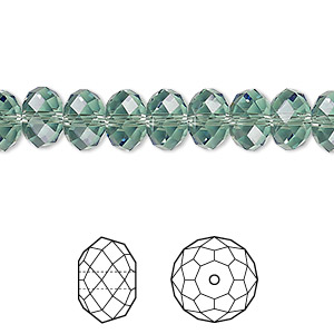 Bead, Crystal Passions&reg;, erinite, 8x6mm faceted rondelle (5040). Sold per pkg of 12.