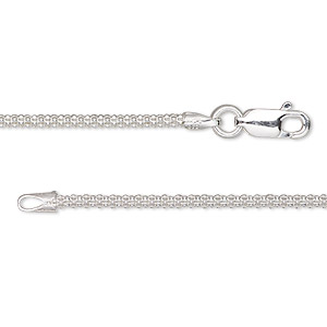 Chain, e-coated sterling silver, 1.8mm popcorn, 7-1/2 inches with lobster claw clasp. Sold individually.