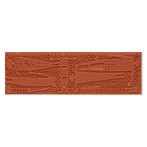 Stamping mat, rubber, brown, 6-3/4 x 2-inch rectangle with totem blanket design. Sold individually.