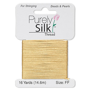 Thread, Purely Silk&#153;, gold, size FF. Sold per 16-yard card.