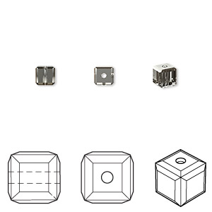 Bead, Crystal Passions&reg;, crystal silver night, 4mm faceted cube (5601). Sold per pkg of 12.