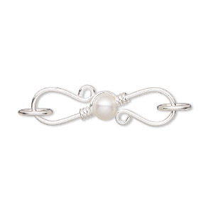 S Hook Freshwater Pearl Silver Colored