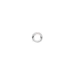 Jump ring, sterling silver, 6mm soldered round, 4.2mm inside diameter, 18 gauge. Sold per pkg of 20.