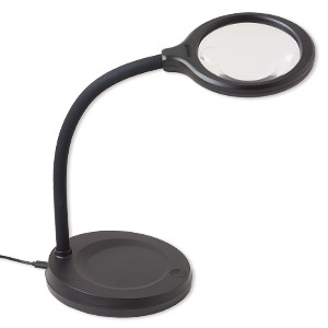 Lamp, Carson&reg;, DeskBrite&#153; 300, glass, acrylic and aluminum, black and clear, 13x9mm with 4-1/2 inch 2x magnifying lens and 5x inset lens. Sold individually.