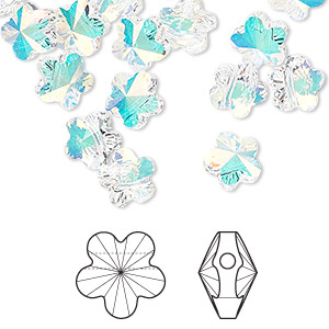 Bead, Crystal Passions&reg;, crystal AB, 8mm faceted flower (5744). Sold per pkg of 12.