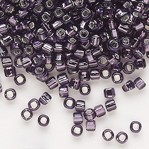 Seed bead, Dyna-Mites&#153;, glass, silver-lined translucent amethyst purple, #6 round with square hole. Sold per 40-gram pkg.