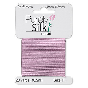 Thread, Purely Silk&#153;, lilac, size F. Sold per 20-yard card.