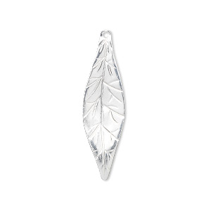 Charm, sterling silver, 29x9mm single-sided marquise leaf. Sold individually.
