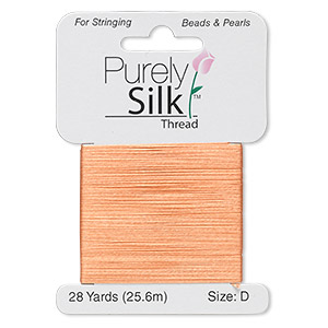 Thread, Purely Silk&#153;, tangerine, size D. Sold per 28-yard card.