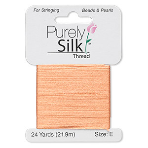 Thread, Purely Silk&#153;, tangerine, size E. Sold per 24-yard card.