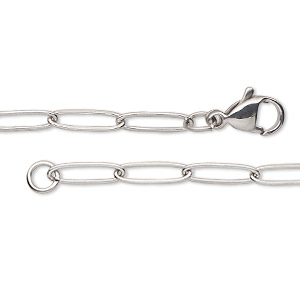 Chain, Stainless Steel, 1.5mm Cable, 18 Inches with Lobster Claw Clasp. Sold individually.