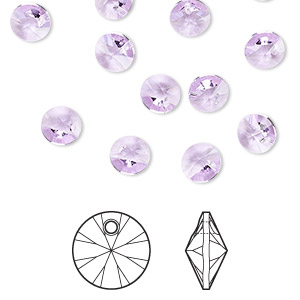Drop, Crystal Passions&reg;, violet, 6mm mini disk pendant (6428). Sold per pkg of 12.