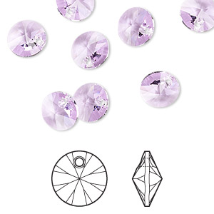 Drop, Crystal Passions&reg;, violet, 8mm mini disk pendant (6428). Sold per pkg of 12.