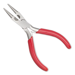 Pliers, EUROTOOL&reg;, stainless steel and rubber, red and silver, 5-1/4 inches. Sold individually.
