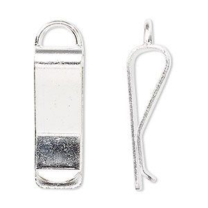 Bookmark clip, silver-plated brass, 30x10mm with loop. Sold per pkg of 10.