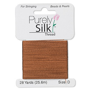 Thread, Purely Silk&#153;, brown, size D. Sold per 28-yard card.
