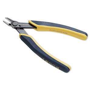 Pliers, Lindstrom&reg; Edge series, flush-cutter, alloyed steel and plastic, ergonomic handle with, blue and yellow, 5-1/4 inches. Sold individually.