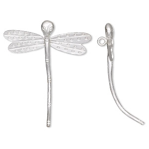 Focal, Hill Tribes, fine silver, 48x43mm dragonfly. Sold individually.