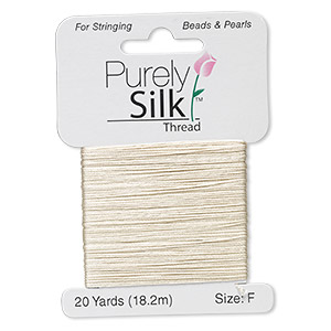 Thread, Purely Silk&#153;, ecru, size F. Sold per 20-yard card.