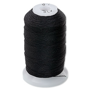 Thread, Purely Silk™, 3-ply, black, size D. Sold per 260-yard spool. - Fire  Mountain Gems and Beads