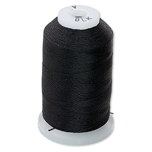 Thread, Purely Silk&#153;, 3-ply, black, size A. Sold per 425-yard spool.