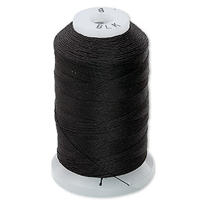 Thread, Purely Silk&#153;, 3-ply, black, size B. Sold per 390-yard spool.