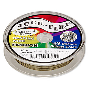 Beading wire, Accu-Flex&reg;, nylon and stainless steel, bronze, 49 strand, 0.019-inch diameter. Sold per 30-foot spool.