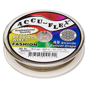 Beading wire, Accu-Flex&reg;, nylon and stainless steel, bronze, 49 strand, 0.024-inch diameter. Sold per 30-foot spool.