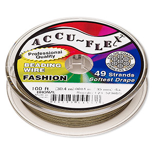 Beading wire, Accu-Flex&reg;, nylon and stainless steel, bronze, 49 strand, 0.014-inch diameter. Sold per 100-foot spool.