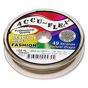 Beading wire, Accu-Flex&reg;, nylon and stainless steel, bronze, 49 strand, 0.019-inch diameter. Sold per 100-foot spool.