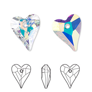 Drop, Crystal Passions&reg;, crystal AB, 17x14mm faceted wild heart pendant (6240). Sold individually.