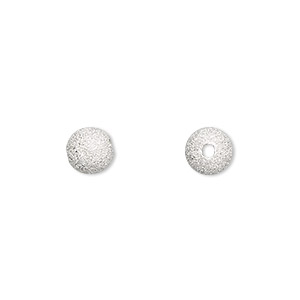Bead, sterling silver, 7mm stardust round. Sold per pkg of 2.