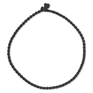 Necklace cord, satin-finished nylon, black, 6mm hand-braided, 18 inches  with knot closure. Sold individually. - Fire Mountain Gems and Beads